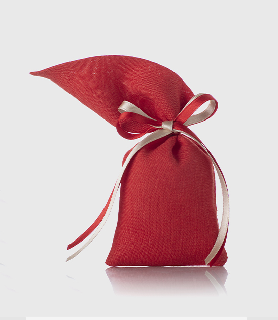 Calla in lino rosso con nastro bicolore