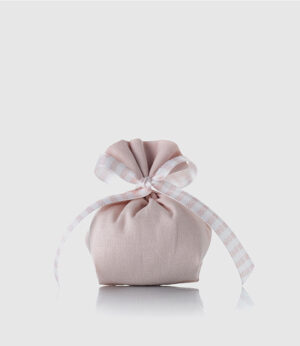 Panciotto in cotone rosa cipria con nastro a righe