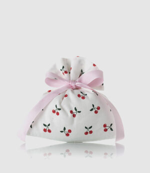 Sacchetto bianco in cotone con ciliegie