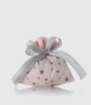 Sacchetto rosa in cotone stampato