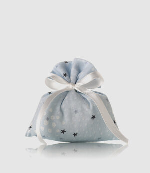 Sacchetto in cotone azzurro con fantasia