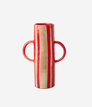 Vaso rosso in ceramica con manici, Rice