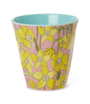 Bicchiere melamina rosa tenue Daffodils Print Rice