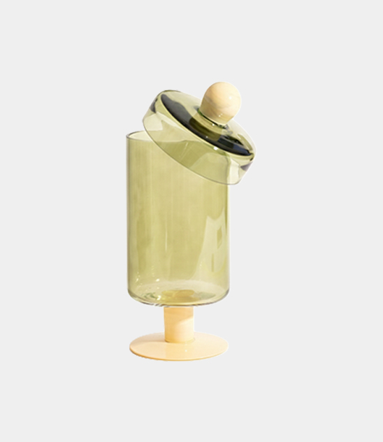 Barattolo alto in vetro verde duo &K Amsterdam Gloria Condorelli