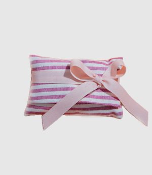 Bustina in cotone a righe rosa e fiocco