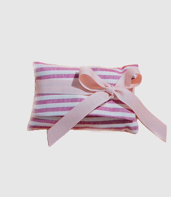 Bustina in cotone a righe rosa e fiocco