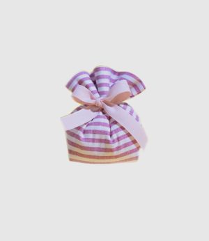 Panciotto in cotone a righe viola e fiocco rosa